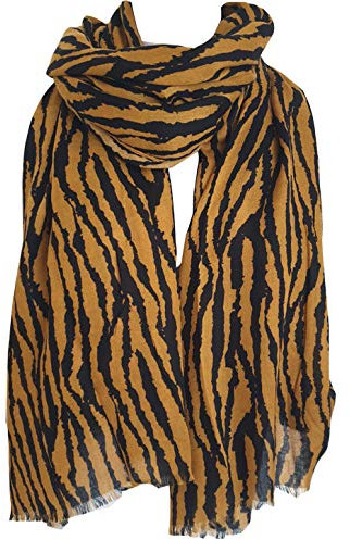 GlamLondon Damen Schal mit Zebramuster, Tierstreifen, vielseitig verwendbar Gr. 42, senffarben