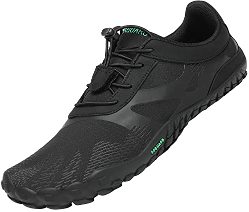 SAGUARO Barfußschuhe Herren Barfuss Schuhe Damen Barfussschuhe Outdoor Sport Zehenschuhe Fitnessschuhe rutschfest Traillaufschuhe Ja Schwarz,Gr.46