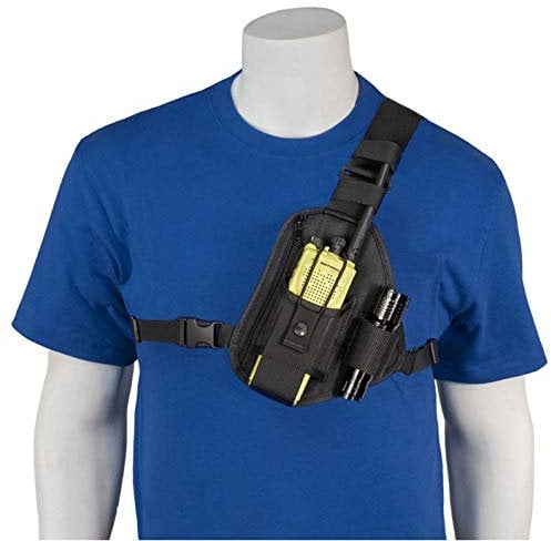 HOLSTERGUY RCH-101U Universal Radio Chest Harness Shoulder Radio Holster Chest Pack Adjustable Single Radio Pouch Two-Way Radio Holster for Motorola Radios and Walkie Talkies RCH-101U Made in USA