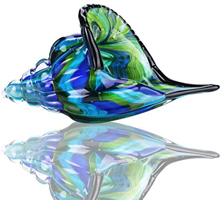 QFkris Glasmuschel, mundgeblasene Muschelkunst, Glasfigur, schöne Heimdekoration, Kristallglas-Briefbeschwerer