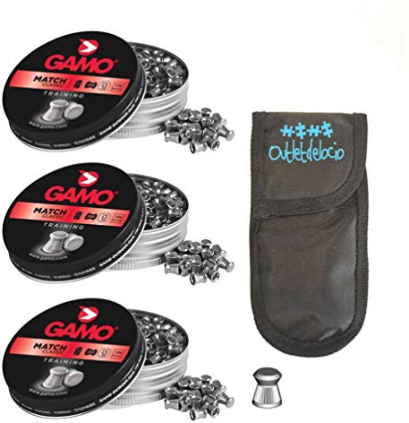 Outletdel ocio Pack 3 latas de 250 perdigones Match Diabolo de Copa 5,5mm + Funda portabalines.
