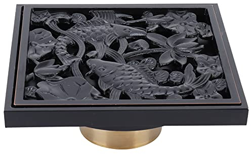 Quadratischer Bodenablauf, 10 x 10cm Schwarz Kupfer Duschablauf mit Abnehmbarem Deckel, Bodensiebfilter für Hotelbadezimmer Küche Balkon