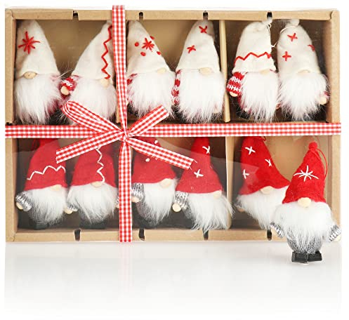 COM-FOUR® 12x Premium Weihnachtsmann-Anhänger für den Weihnachtsbaum, Christbaum-Figuren Anhänger als Baumbehang, Weihnachtsschmuck oder Geschenk-Anhänger, schwedisch-skandinavische Deko-Trolle
