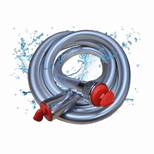 Flexible de douche lisse en PVC souple anti-torsion et durable - 1,5 m - Raccords en laiton anti-torsion - 1/2 G... (argent)