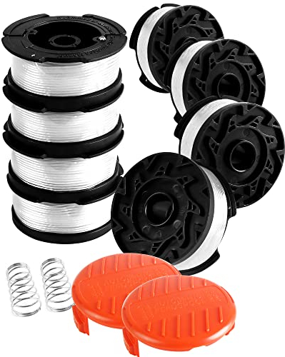 Uchidodo Filo Decespugliatore, 8 Bobina per Decespugliatore Black e Decker, Lunghezza 9,14m, Diametro 1,65mm con 2 Copri Bobina e 2 Molla, Alimentato a batteria