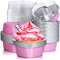 LIZHOUMIL 50 Pieces Tin Foil Cake Cups with Lids Heart Shaped Aluminum Foil Pudding Mousse Disposable Baking Tray Heat Resistant Mould