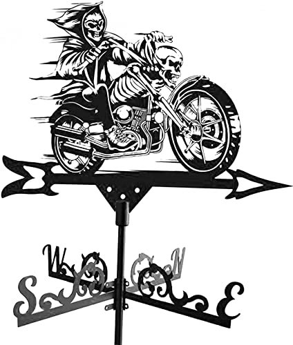 RKYRRKI Girouettes pour toits, girouette en forme de tête de mort, indicateurs de direction du vent, toit, jardin, montagne, cour en fonte