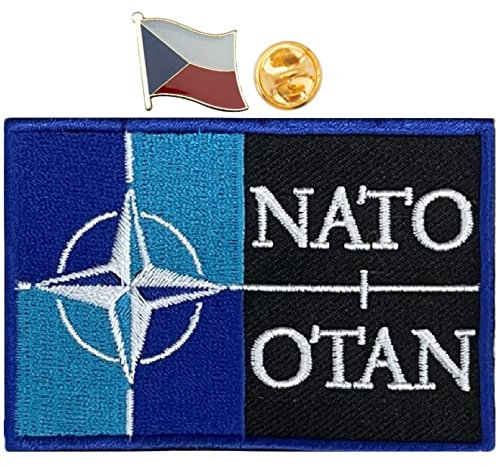 A-ONE 3D NATO Mark Tactical Sticker Patch + Tschechische Land Metall-Flagge Brosche, Sew-On-Patch für Army Gears Deck Jacke Navy Stoff Stiefel Windbreaker Molle Cap Weste Nr. 424 + 009p