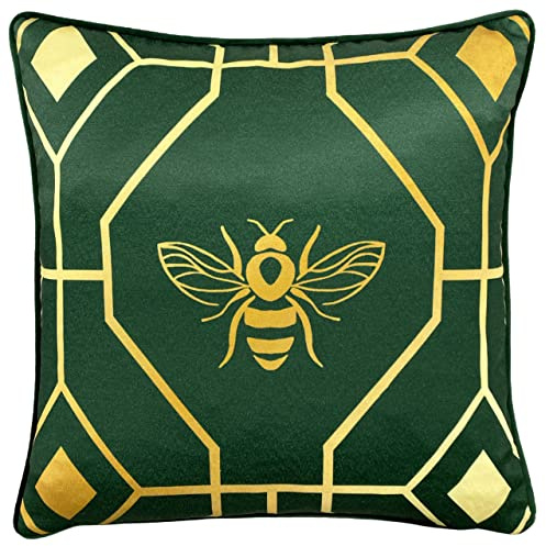 furn. Bee Deco Polyester Filled Cushion, Polyester, Emerald