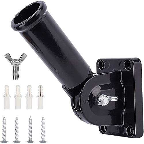 Verstellbare Fahnenmasthalterung, Wandhalterung, verstellbare Halterung mit Schrauben, Metall-Fahnenmast-Basis für Flaggen, Windsack, Basisflaggenmast, Garten, Haus, Outdoor, Terrasse (schwarz)