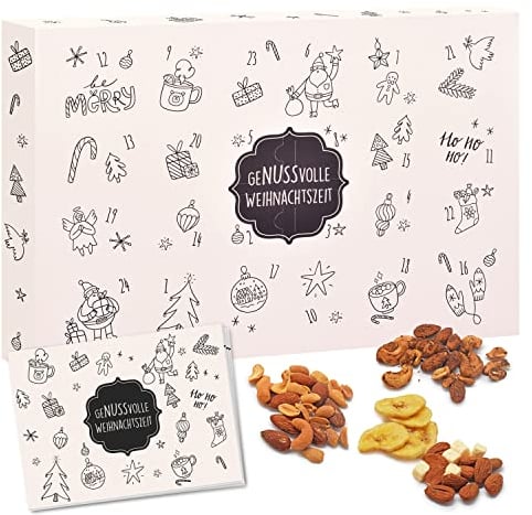Nuss Adventskalender 2025 Edition – 24x Premium Snacks mit Nüssen, Schokolade & Gewürzen | Süß, salzig & würzig | Geschenkidee für Männer & Frauen | GreatVita