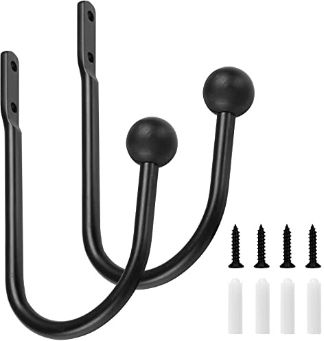 Harrms Curtain Holdbacks 2pcs, Black Curtain Hold Backs Metal Tie Backs for Curtains U-Shaped Hook Wall Mouted Decorative Accessories for Bedroom, 15.5cmx10cm