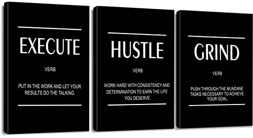 Artscope Lienzos Decorativos - Execute Hustle Grind Patrón Estilo Inspirador Pintura Cuadro Pared Lienzo para Salon Décor Dormitorio Oficina Pasillo Cocina Baño Regalo 30x40cm