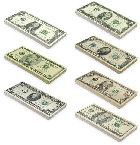 Scratch Cash Mini Bundle Old Style 175 - Faux Billets 25 x $ 1, 2, 5, 10, 20, 50, 100 Dollars, Fac-Similaire Dollars, Taille Réelle