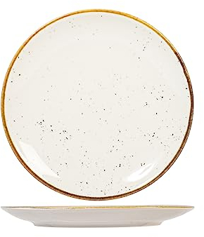 Saturnia Stains Lot de 6 assiettes plates, en porcelaine décorée, beige, 28 cm