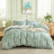 Herside Green Floral Duvet Cover Set Double Botanical Bedding Green White Plants Branches Reversible Design Pastoral Style Bedding Set 1 Duvet Cover 2 Pillowcases (Green, Double), TJ-N321-001