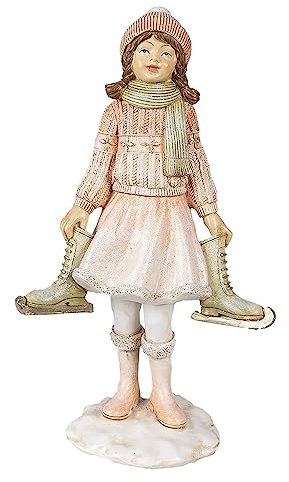 Clayre & Eef Figur Mädchen 21 cm Rosa Polyresin Weihnachtsdekoration