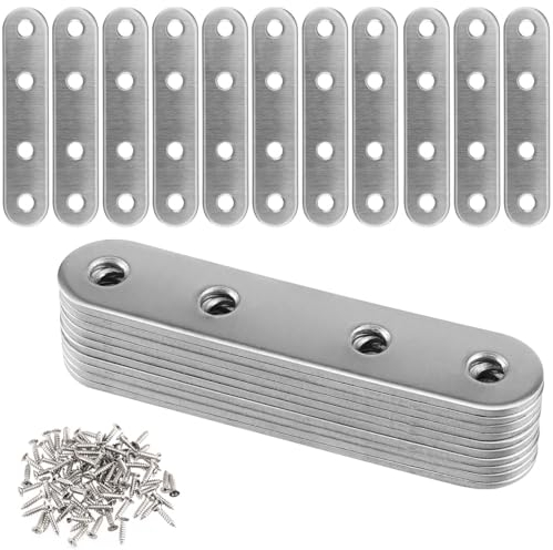 YIXNSW 30 Stück Metallverbinder Edelstahl 4 Löcher, 77x16mm Flachverbinder, Holzverbinder Mit 120 Schrauben für Tisch, Stuhl, Schränke - Silber