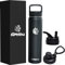 Kimyou Trinkflasche Edelstahl 750ml, Dreifach isolierte Wasserflaschen mit Strohhalmdeckel, Metall Wasserflaschen Hält heiß und kalt (750ml, Schwarz)