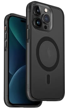 UNIQ Calio Handyhülle kompatibel mit iPhone 15 Pro Max, MagClick magnetische Aufladung kompatibel (Grau)