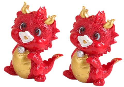 Cabilock 2 Pièces Petits Ornements Dragon du Statue De Dragon Chinois Statue Danimal Chinois 2024 Déco du Nouvel an Chinois 2024 Mascotte Étudiant Astrologie Chinoise Chine Résine