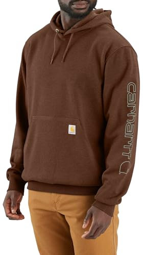 Carhartt Men's Hooded Sweatshirt, Sleeve Logo Hooded Sweatshirt, Colour: Mocha Heather, Size: L, Mocha Heather, L