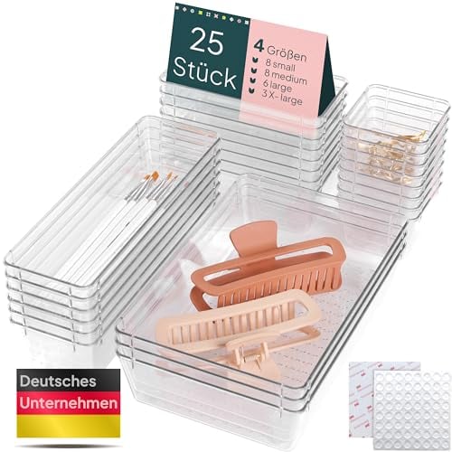 uandu Schubladen Organizer, 25er Set, Schreibtisch Organizer, Küchen Organizer, Organizer Schubade, Schminktisch Organizer, Make up Organizer, Schubladentrenner, Badezimmer Organizer, Organizer Küche