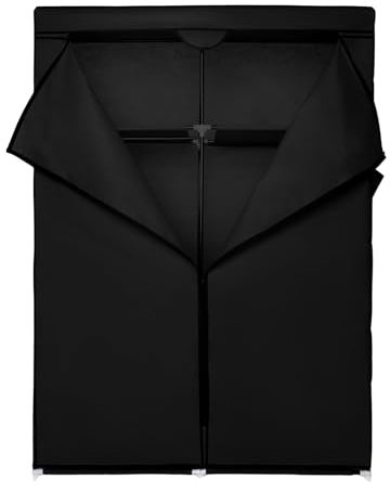 OHS Canvas Wardrobe Double, Portable Fabric Wardrobes for Bedroom Clothes Organiser Easy Storage Zip Up Bedroom Wardrobe for Home Apartments Uni, Black