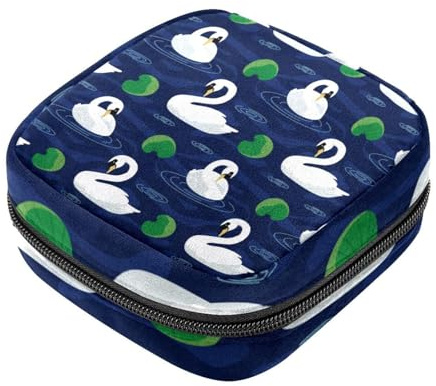 Schwan schwimmen im Lotus Pool Nacht erste Periode Kit für Mädchen, Tampon Slipeinlagen, Menstruationstasche, Stillunterlagenhalter mit Reißverschluss, Sanitärsammler Serviettenbeutelorganizer