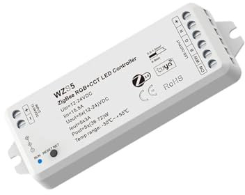 DC12V-24V ZigBee 3.0 Controller LED a tensione costante Tuya APP Dimmer RGB RGBW RGB + CCT Lampada monocromatica temperatura colore (Color : WZS5)