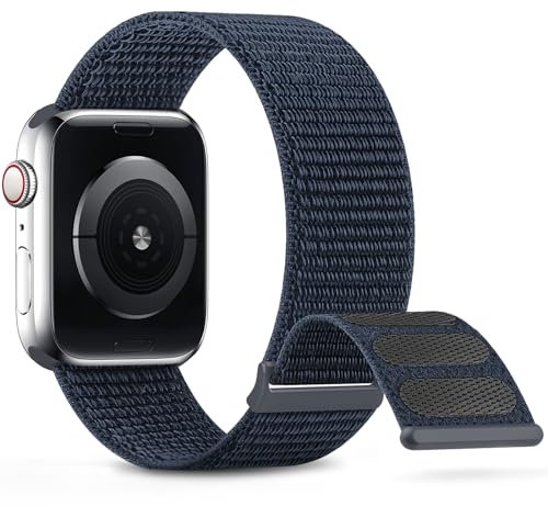 DigiHero Sport Nylon Straps Compatible with Apple Watch Straps 38mm 40mm 41mm 42mm 44mm 45mm, Adjustable Breathable Women Men Braided Strap Compatible for iWatch Series 9/8/7/6/5/4/3/2/SE Midnight L