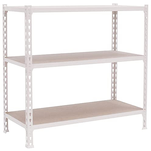 PROREGAL Schwerlastregal Baby MULI | HxBxT 90x110x40cm | 3 Fachböden | Fachlast 200kg | Blau-Orange | Lagerregal Kellerregal Werkstattregal