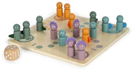 small foot Ludo „Dino“, Gesellschaftsspiel aus FSC® 100%-zertifiziertem Holz, Brettspiel für Kinder ab 4 Jahren, 12619