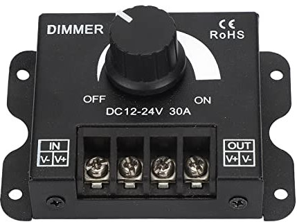 Locadence LED Lichtleisten Dimmer, DC 12–24 V, 0–100% Einkanal PWM Digital LED Dimmer, Einfarbiger LED Knopf Dimm Controller