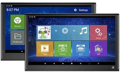 Lecteur DVD de voiture 11,6/13,3 Pouces 4 + 64G Appuie-tête Moniteur De Voiture IPS Tablette Écran Tactile 4K Lecteur Vidéo Multifonction Affichage De Siège Arrière De Voiture FM(2 PCS Black 13.3)