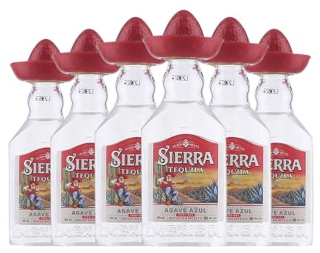 Tequila Sierra Blanco PET Botellín Miniatura 5 cl (Caja de 6 Botellín Miniatura de 5 cl)