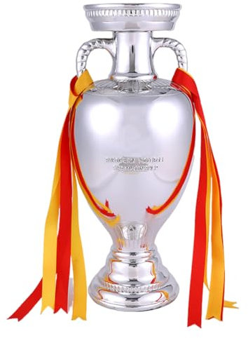 YYDSTES Delaunay Meisterschaftspokal Replik mit Farbigem Band Europa Champions Fußball Trophäe Heimdekoration Erinnerungsstück Fan Sammlung Anzeigen Ornamente Harz,44cm