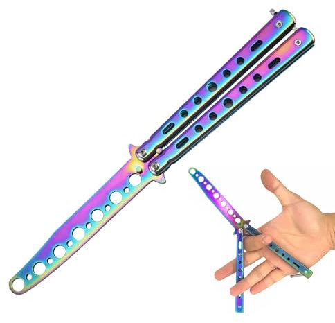 Butterfly Knife Trainer,1 Pcs Balisong Trainer,Blade Free Plastic Butterfly Knife,Color Folding Practice Butterfly Knife,Suitable for Beginners to Practice Flipping Skills Training Butterfly Knife