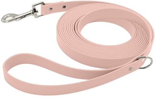 Petbo 10m Schleppleine mit Handschlaufe | Extra Bequeme 19mm Breite für mittelgroße & große Hunde | weich + leicht zu säubern | Hundeleine mit 10 Meter Länge (Pastell-Rosa - Gurtband)