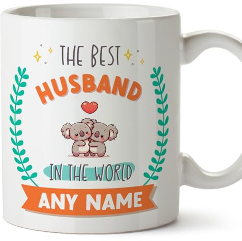 MUGFFINS Husband Mug - in English - World's Best - with Doodle - Funny Gift - Ceramic 11oz Mug