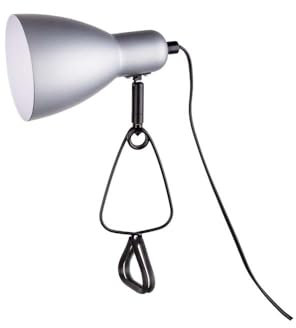 Näve Tischlampe Tischleuchte Klemmstrahler silber Schlafzimmerlampe beweglich H 28 cm