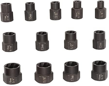 Tyenaza 13-teiliges Stehbolzen-Entferner-Set, Molybdänstahl-Ausdreher-Set für beschädigte Schrauben mit Aufbewahrungsbox, für manuelle Ratsche, Schlagschrauber