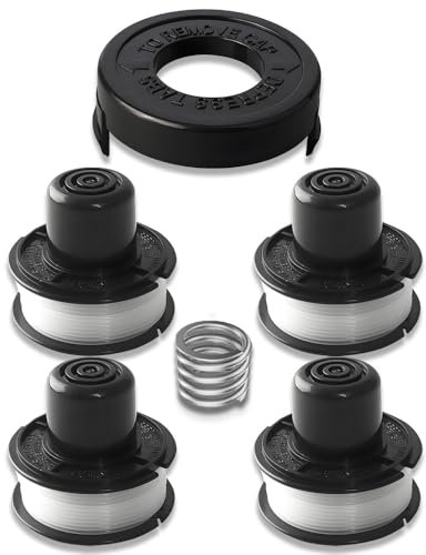 Compatible avec Black & Decker Grass Trimmer Remplacez GL250, GL310, GL360 Bobines Outil de tondeuses de chaîne, ligne de bobine de tondeuse(1 Capuchons de bobine+4 Bobine+1 ressort)