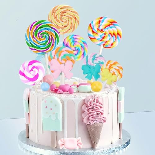 28 PCS Cake Topper, Lutscher Tortendeko, Cupcake Topper Ballons, Süßigkeiten-Schleife Tortenaufsatz, Kuchen Deko Süßigkeiten Bunte, Kuchendekoration für Hochzeit Geburtstag Babyparty