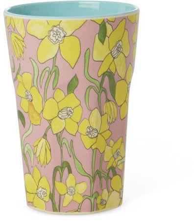 Rice Mug Melamine Flower Daffodils Print Large Tall