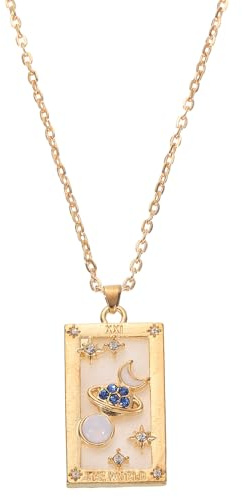 QUARKZMAN 30mm Glücks-Tarot Anhänger Tarotkarten Stern Mond Charme Gold | Legierung, Emaille, Quadrat, Rechteck, Für Frauen, Tarot Anhänger