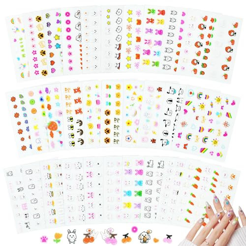 Nagelsticker Ostern, Nagelsticker Hasen, 30 Blatt Aufkleber Nägel Kinder, Nagelsticker Frühling Blume, Nail Art Sticker Ostern, Nagelaufkleber Blumen für Frauen Mädchen