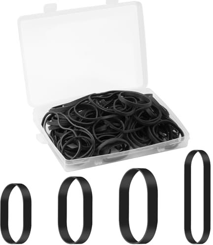 120 Pcs Elastic Bands,4 Sizes Heavy Duty Black Thick Rubber Bands,Expandable Large Elastic Bands for Home School Office Workshop Accessories 5/6/8/12CM