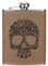 Fiaschetta portatile in acciaio inox 304, in pelle PU, per whisky, vino, alcol, vodka, bottiglia con imbuto (teschio kaki)