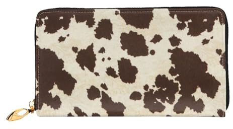 QGGHNISD Corgi Pattern Damen Geldbörse Leder Lang mit Reißverschluss Kartenfächer Bargeldfach Clutch Geldbörse, Kuhfell-Aufdruck, Einheitsgröße
